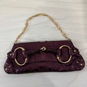 Gucci Tom Ford 1955 Lizard Horsebit Shoulder Bag Metallic Purple